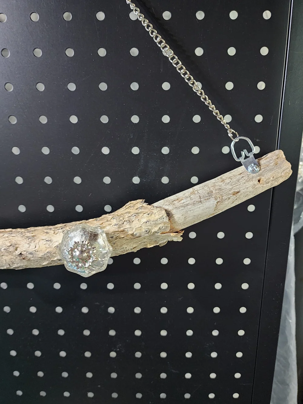 Driftwood Jewelry Hanger Rack with Glass Knobs